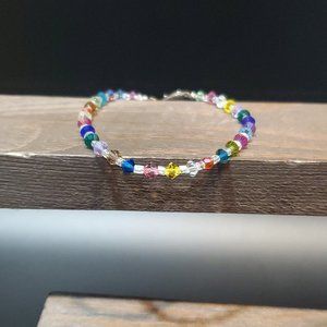 7 Inch 925 Sterling Silver Colorful Crystals Cute Bracelet